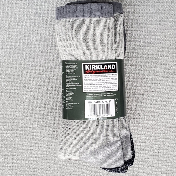 NEW Men's Merino Wool Blend Kirkland Signature Blend Sock 4-pair Pack - Picture 2 of 5
